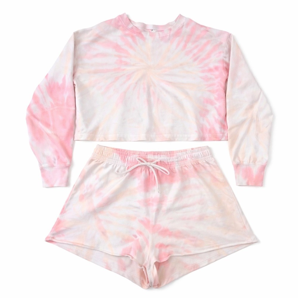 Beyond Yoga Tie‎ Dye Crop & Shorts Set XL Pink Orange WD7711 READ